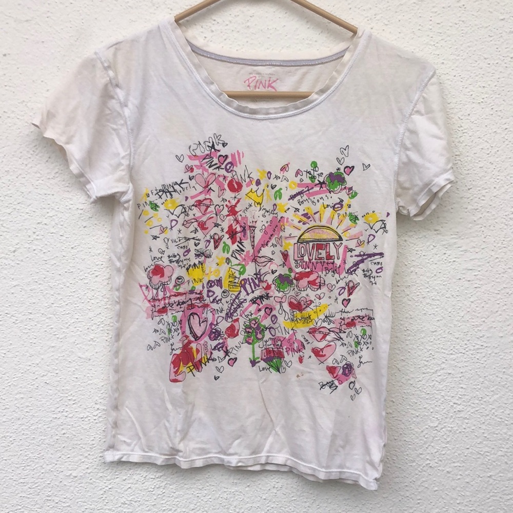 PINK Victoria’s Secret white t-shirt cute graphics